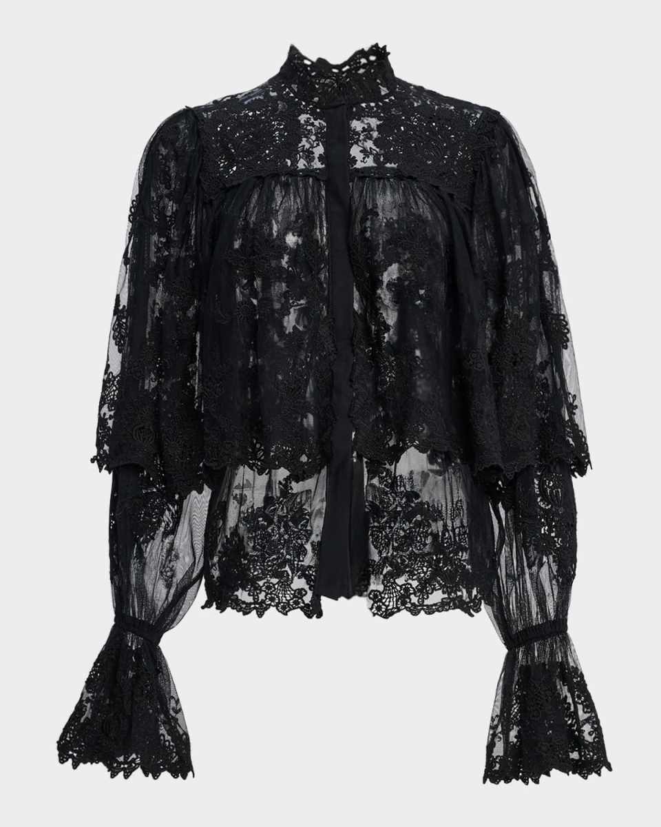 Kaylor Layered Embroidered Mesh Blouse
